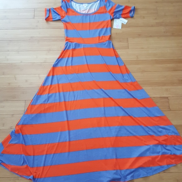 LuLaRoe Dresses & Skirts - NWT LuLaRoe orange blue striped Ana dress